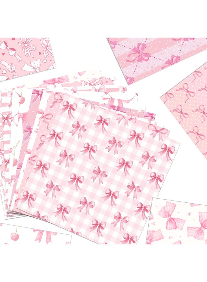 دايتويز مجموعة ورق تغليف هدايا وردي بنقشة فيونكة، 12 قطعة - أوراق زينة 15 سم × 15 سم، مناسبة لأعياد الميلاد/الزفاف/باقات الزهور/ديكورات صناديق الهدايا. - Image 5