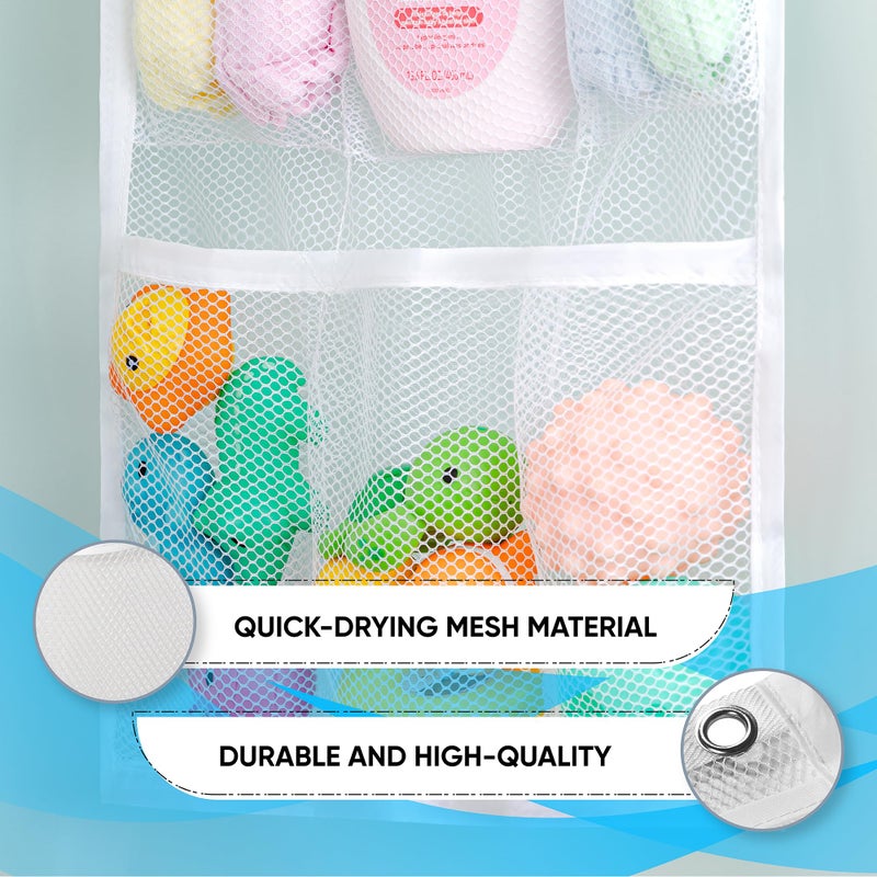 Handy Laundry Handy Laundry Hanging Shower Organizer (2-Pack) - 9-Pocket - Mesh Caddy with Deep Storage Pockets for Organizing Bathroom Toiletries and Kids Bath Toys - Hang on Existing Shower Curtain Rings - Image 5
