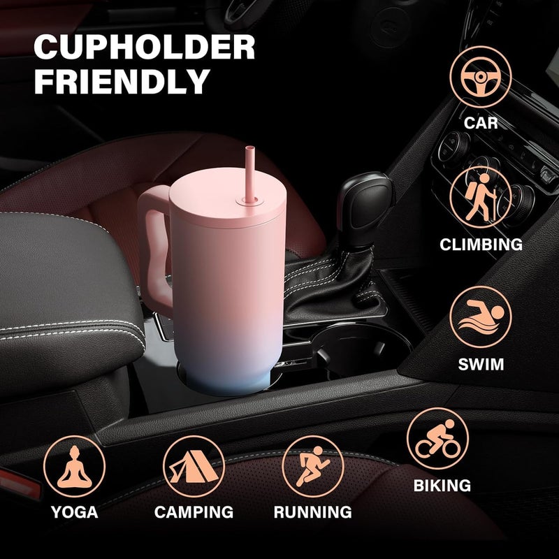KPTON 1200ML Stainless Steel Vacuum Insulated Tumbler with Lid Straw 12L Travel Mug for Water Coffee Iced Tea Durable Office Gym Outdoor Cup - Image 4