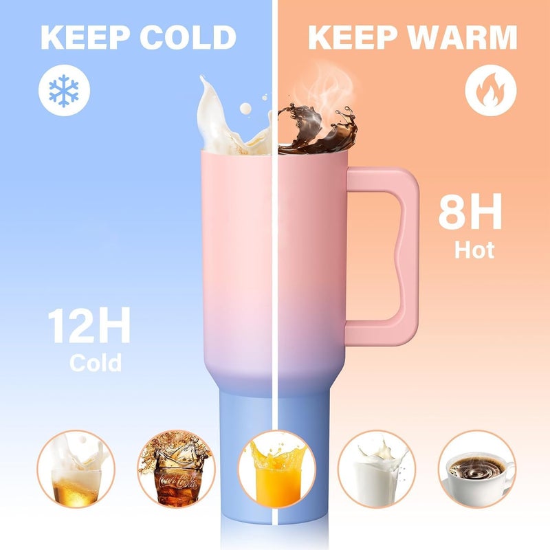 KPTON 1200ML Stainless Steel Vacuum Insulated Tumbler with Lid Straw 12L Travel Mug for Water Coffee Iced Tea Durable Office Gym Outdoor Cup - Image 3