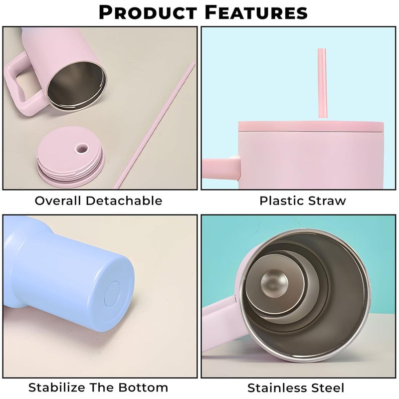 KPTON 1200ML Stainless Steel Vacuum Insulated Tumbler with Lid Straw 12L Travel Mug for Water Coffee Iced Tea Durable Office Gym Outdoor Cup - Image 2