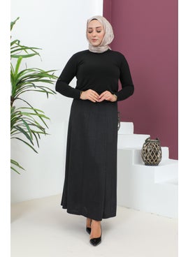 Sefa Merve Plus Size Camisole Skirt 4271-05 Black  - Image 2