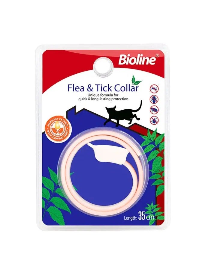 بايولاين طوق بيولاين للبراغيث والقراد للقطط بطول 35 سم [نكهة الكينا والليمون]