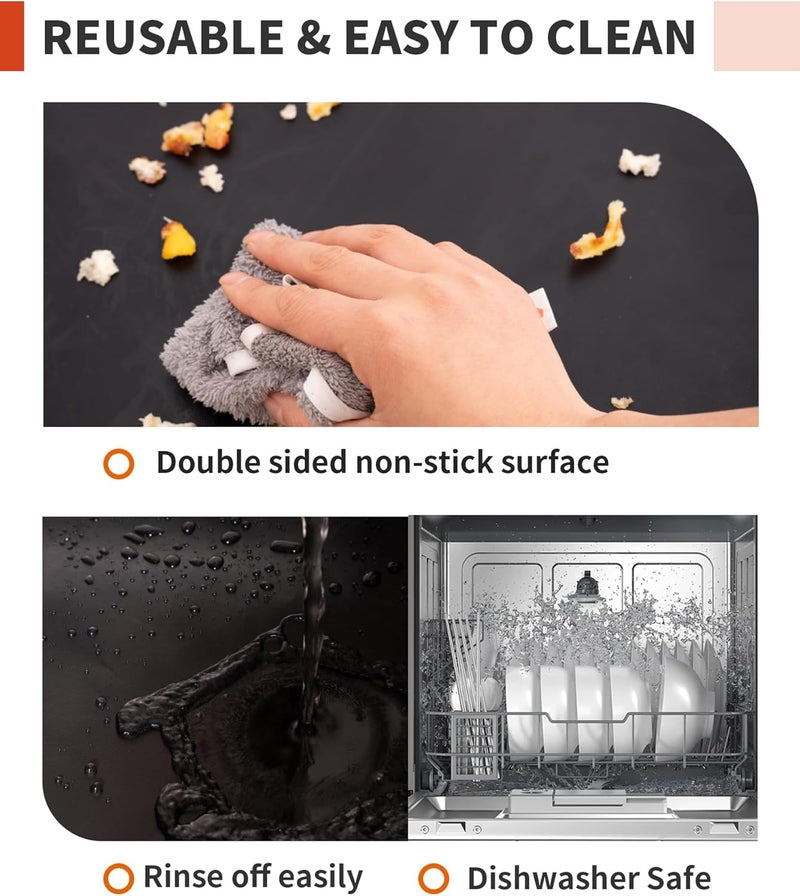 Buself Oven Liners for Bottom of Oven - 4 Pack Large Heavy Duty Oven Mats, 17"x 25" Reusable Matt Liner for Electric, Gas, Toaster Ovens & Grills, BPA & PFOA Free, Kitchen Essentials, Black - Image 4