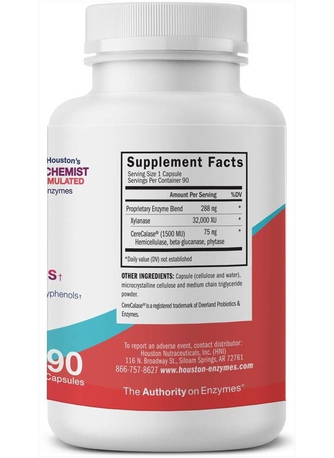 Houston Enzymes - – No-Fenol Enzyme for Polyphenolic Foods – 90 Capsules (90 Doses) – Professionally Formulated to Support Polyphenolic Digestion – Enhances Breakdown of Fruits & Vegetable Fiber - Image 1