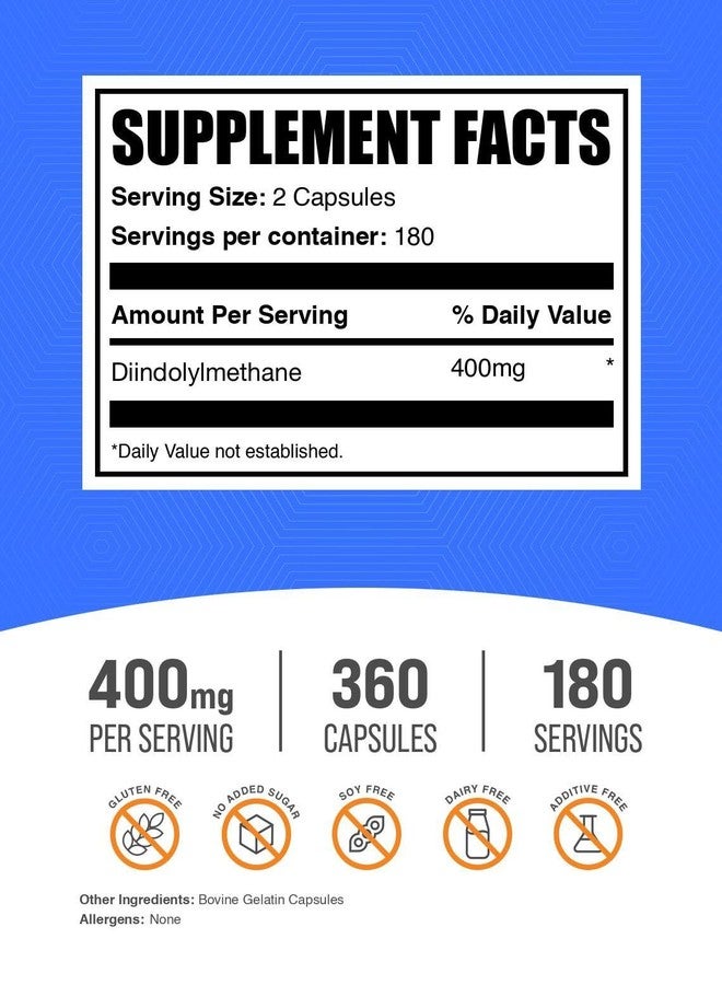بالك سابلمنتس كبسولات DIM من BulkSupplements.com - ثنائي إندوليل ميثان، مكمل غذائي DIM للرجال والنساء - خالٍ من الغلوتين، كبسولتان لكل جرعة، 360 كبسولة (عبوة واحدة) - Image 2