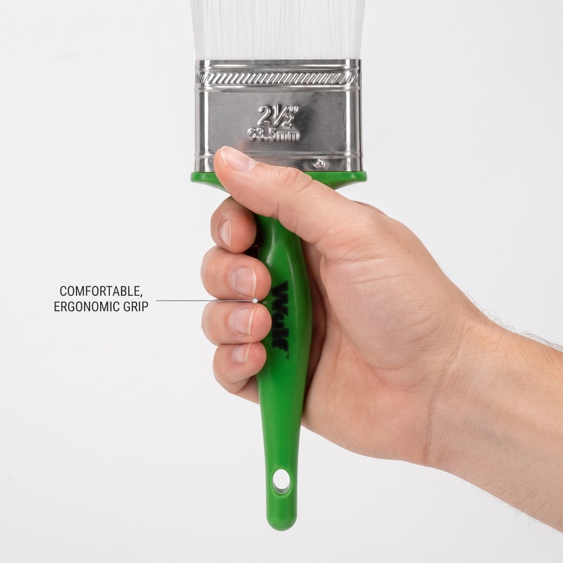Wulf 2.5-Inch Professional Paint Brush with Ergonomic Non-Slip Comfort Grip Handle, Heavy Duty Utility Painting Bristle Brush for Home Wall Decoration and Industrial Touch-Ups - Image 5