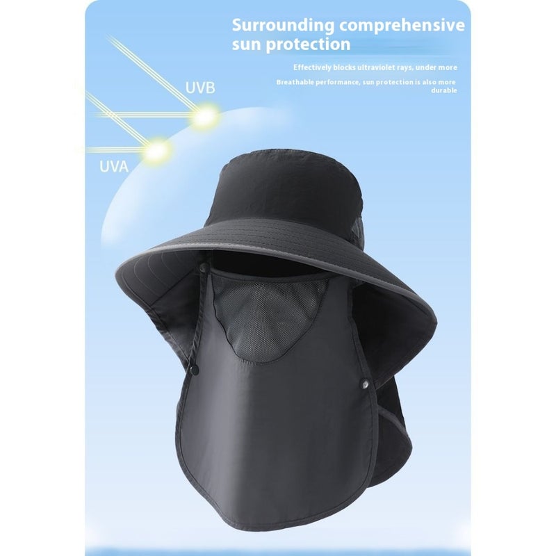 Outdoor Removable Neck Curtain Sunscreen Cap UPF50 + UV Protective Brim, Unisex Fishing Sun Hat, Army green - Image 3