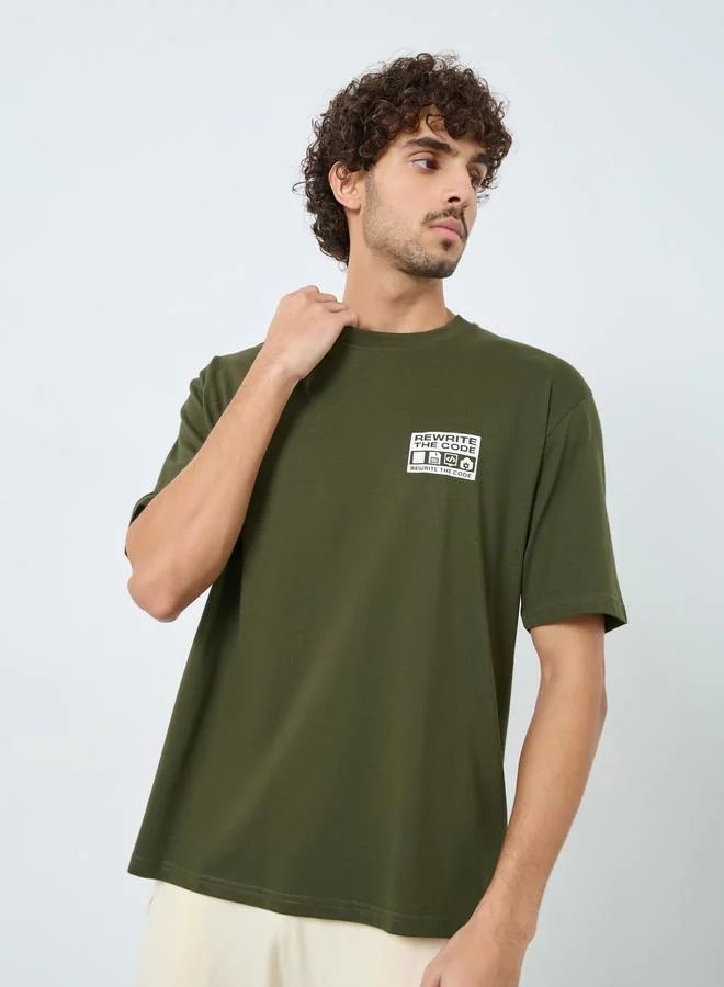 Styli Oversize Front and Back Printed Jersey T-Shirt