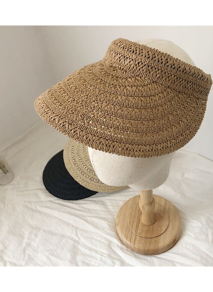 KUYING New Breathable Sunshade Open Top Hat Straw Weaving Sunscreen Hat  - Image 2