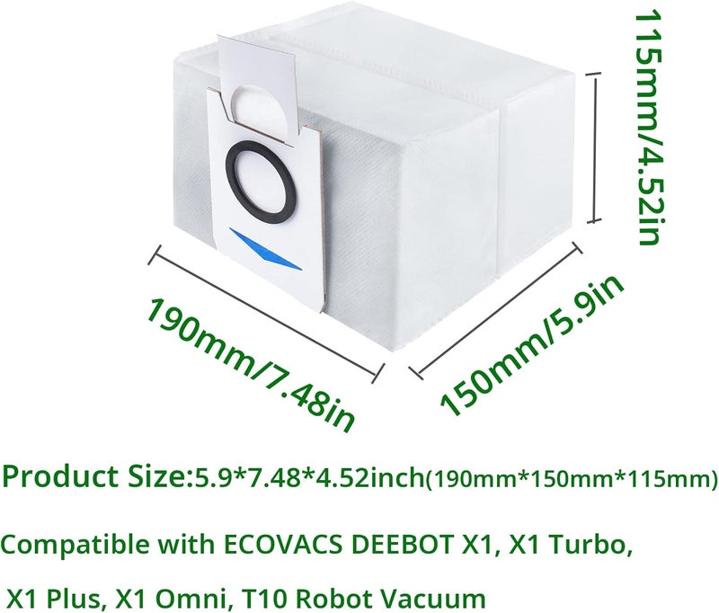 wejojefo 10 PCS Disposable Dust Bags for ECOVACS DEEBOT X1 OMNI DEEBOT T10 T20 Omni Robot Vacuum Cleaner Replacement Accessories - Image 2