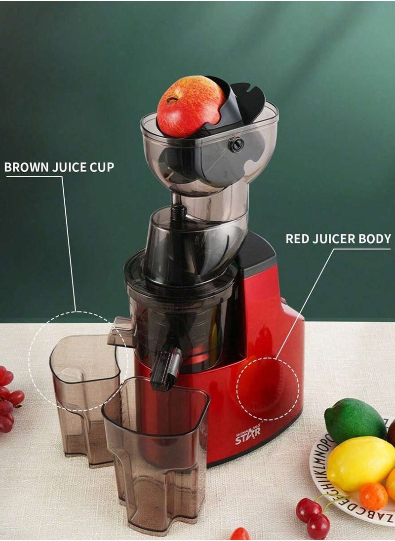 WINNINGSTAR - Slow Masticating Juicer, Slow juicer, Fruit/Vegetable Juicer, Cold Press Juicer with High Output ST-1000 Red - Image 1