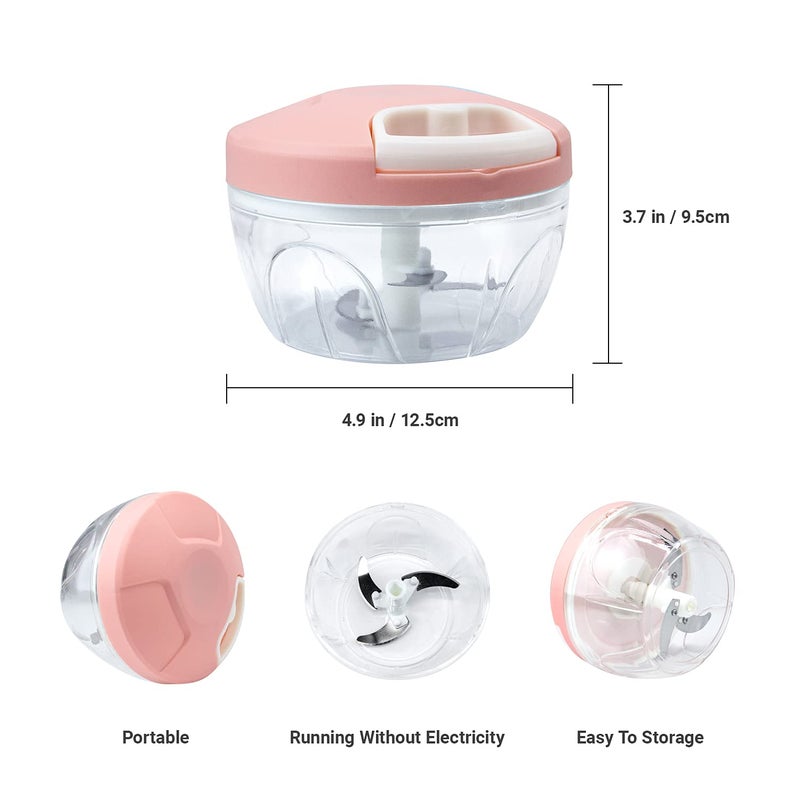 KAUKKO Manual Garlic Grinder Chopper Meat Cutter Hand Pull Chop Chopper Manual Food Processor by KAUKKO 02PINKS - Image 2