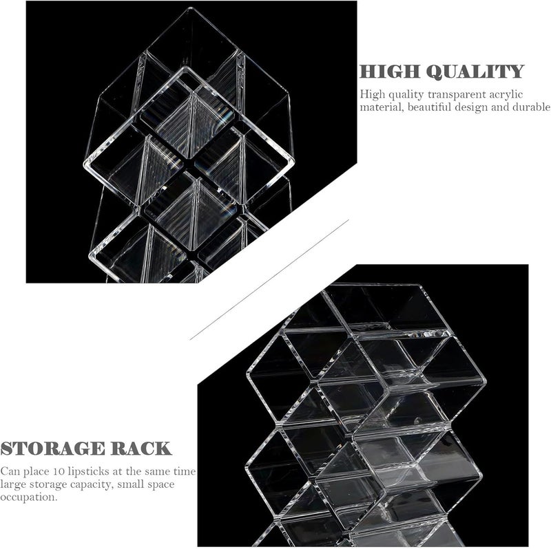 LABRIMP Acrylic Lipsticks Display Holder 10 Grids Lipstick Organizer Stand for Vanity Desk Lip Gloss and Lip Balm Storage Container - Image 3