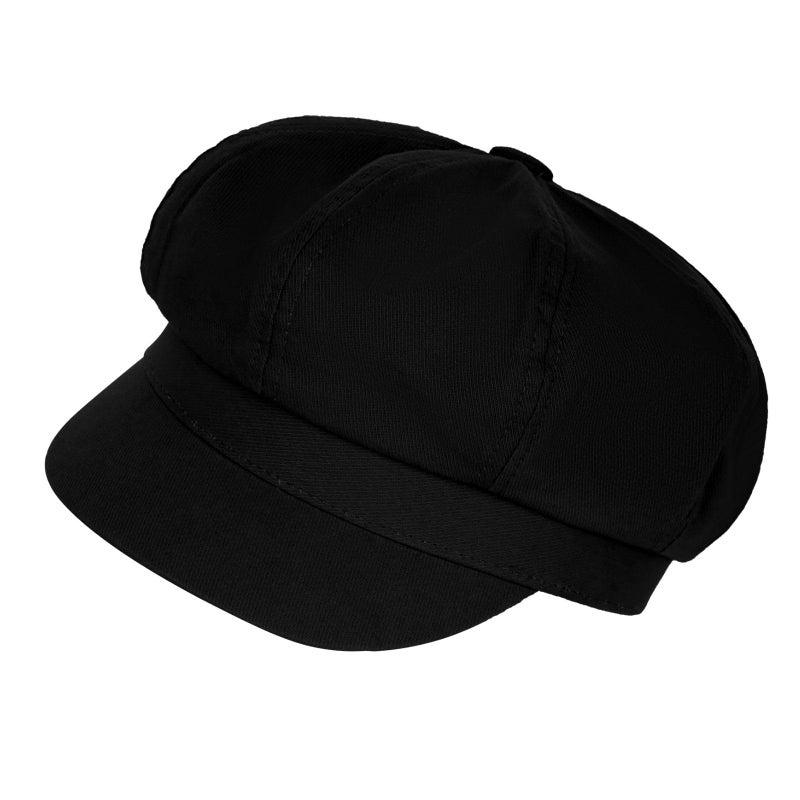 Fengek Newsboy Hats for Women - Classic 8-Panel Cabbie Hat with Adjustable Elastic Band, Breathable Comfortable Fit for All Seasons (Black) - Image 1