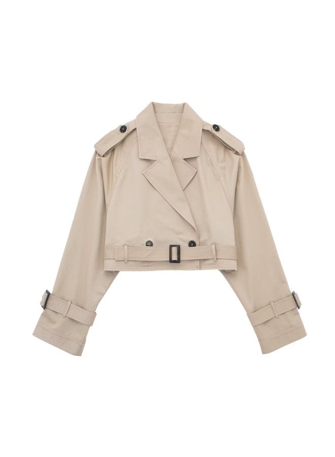 Europe And The United States Foreign Trade 2023 Spring Ins Women's Clothing With Belt Casual Fashion Temperament Short Windbreaker Coat Wholesale 