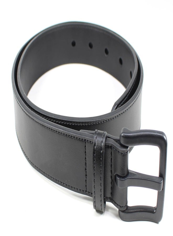 BC Belts Mens Metal Free Leather Belt with Stitched Edge and Plastic Buckle - Hypoallergenic No Nickel and TSA Approved (Black-XL) - Image 2