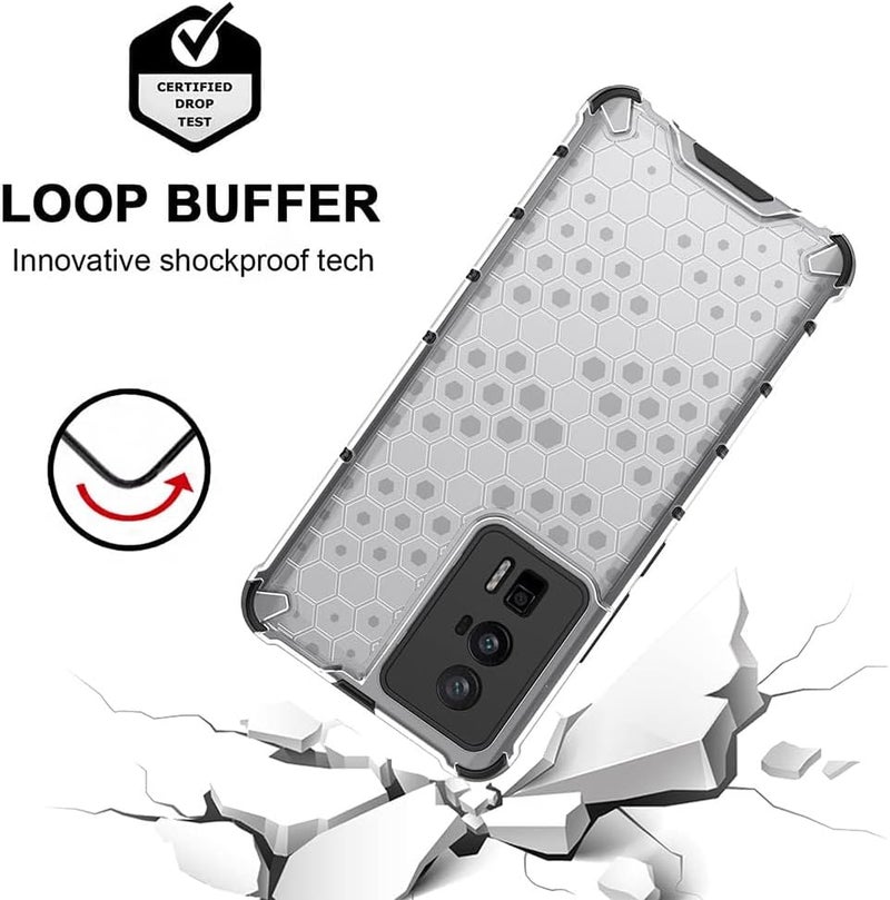 Excefore Case For Xiaomi Poco F5 Pro 5G, Ultra-Thin Silicone Tpu Shockproof Bumper Phone Case Cover, Advanced Air Cushion Drop Protection, Honeycomb Shape White - Image 2