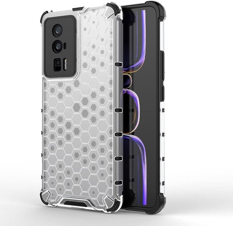 Excefore Case For Xiaomi Poco F5 Pro 5G, Ultra-Thin Silicone Tpu Shockproof Bumper Phone Case Cover, Advanced Air Cushion Drop Protection, Honeycomb Shape White - Image 1