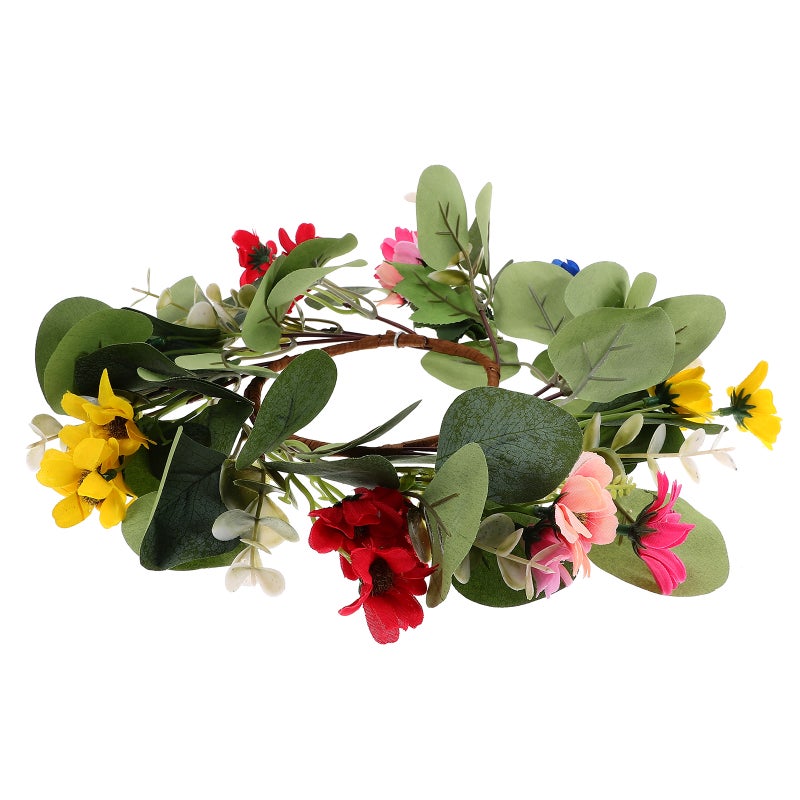 Artificial Eucalyptus Wreath Door Hanging Wreath Fall Candle Wreath - Image 1