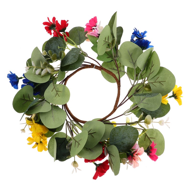 Artificial Eucalyptus Wreath Door Hanging Wreath Fall Candle Wreath - Image 4