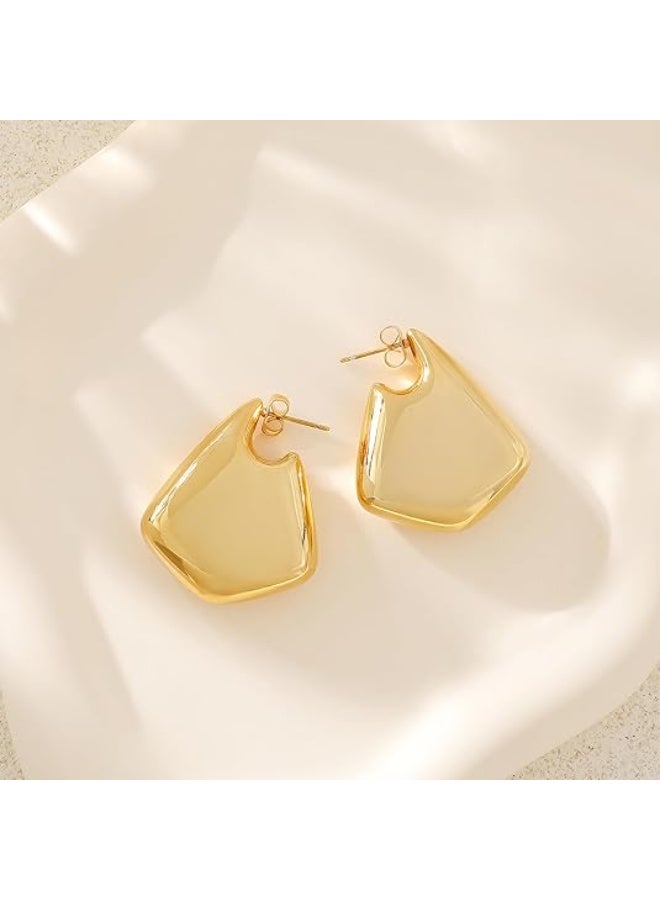 يوكانبي أقراط دائرية أنبوبية مجوفة من النحاس الأصفر للنساء – بتصميم غير منتظم ولمسة نهائية لامعة وعالية الجودة - Image 1