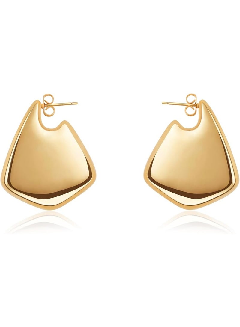 يوكانبي أقراط دائرية أنبوبية مجوفة من النحاس الأصفر للنساء – بتصميم غير منتظم ولمسة نهائية لامعة وعالية الجودة - Image 5