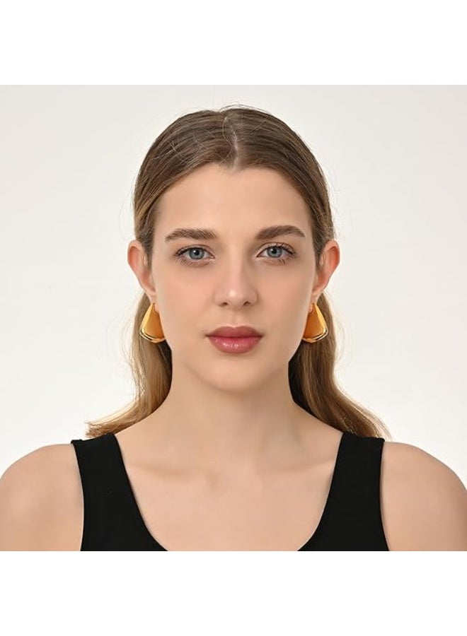 يوكانبي أقراط دائرية أنبوبية مجوفة من النحاس الأصفر للنساء – بتصميم غير منتظم ولمسة نهائية لامعة وعالية الجودة - Image 4