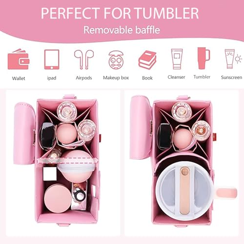 House of Quirk Outdoor Portable Crossbody Tumbler Holder Bag with Purse Compartment – Travel Water Bottle Carrier for Hiking, Walking, Camping (Pink) - Image 3