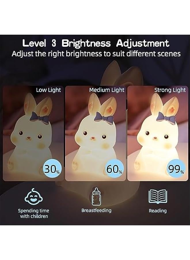 ضوء الليل للأطفال، مصباح أرنب لطيف مصنوع من السيليكون مع جهاز تحكم عن بعد، مصباح سرير حيواني كيوت للنساء والفتيات، ضوء LED لليلة الأرنب لغرف الأطفال وغرف نوم الصغار - Image 2