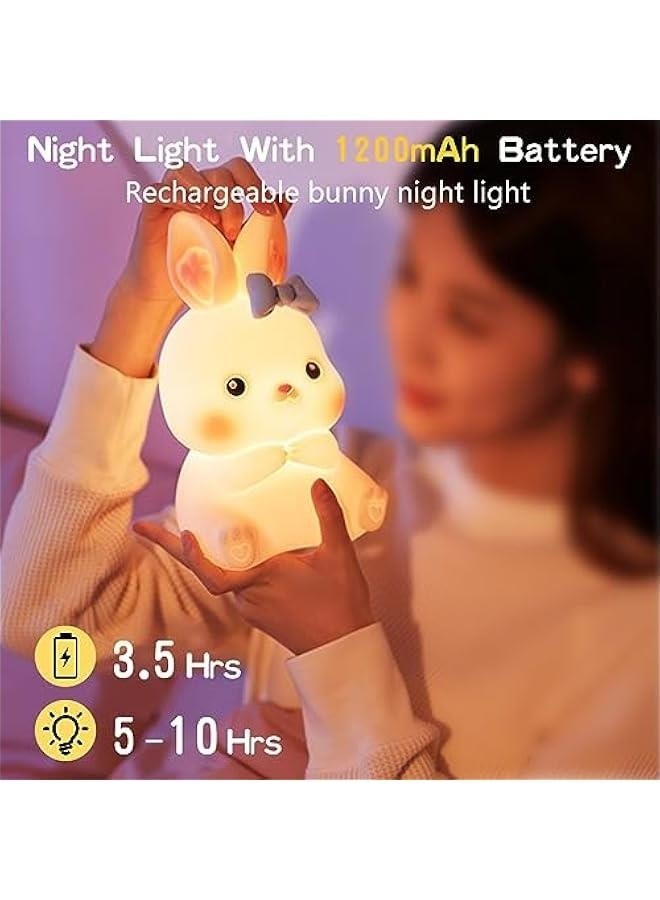 ضوء الليل للأطفال، مصباح أرنب لطيف مصنوع من السيليكون مع جهاز تحكم عن بعد، مصباح سرير حيواني كيوت للنساء والفتيات، ضوء LED لليلة الأرنب لغرف الأطفال وغرف نوم الصغار - Image 3