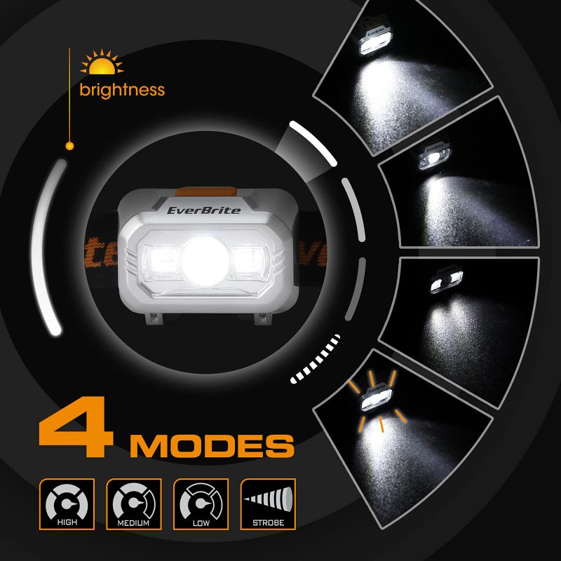 EverBrite LED Headlamp, 4 Lighting Modes, Pivoting Head with Adjustable Headband, IPX4 Water Resistant Perfect for Running, Camping, Hiking, Christmas and Emergency, 3 AAA Battery Powered(5 Pack) - Image 2