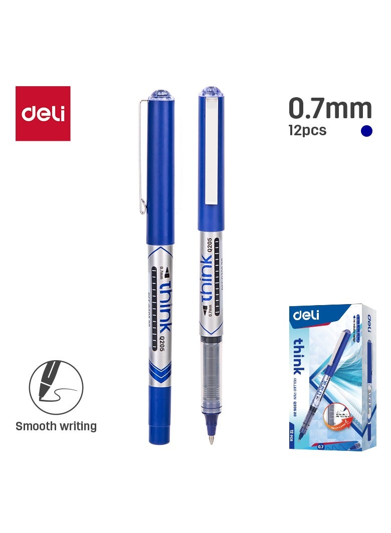 Deli EQ20530 0.7mm Blue Roller Pens 12pcs – Ideal for School, Office, and Daily Writing - Image 1