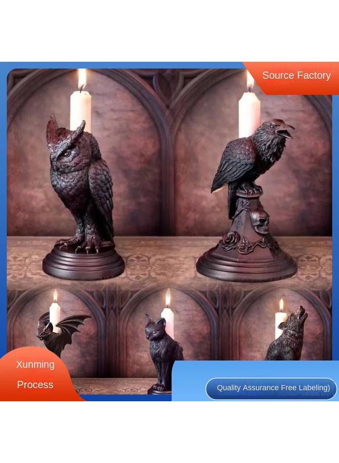 Bluejw New Halloween Owl Special Candle Holder Resin Crafts Ornaments Home Decoration Crafts - Image 2