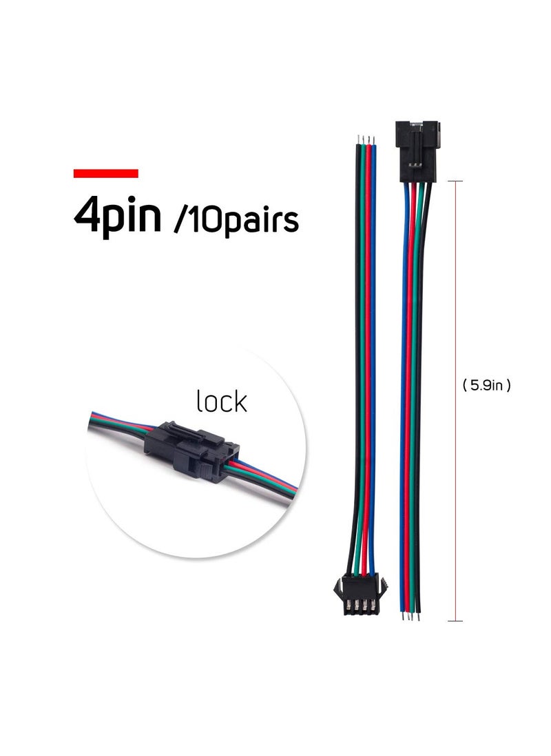 BTF-LIGHTING BTF-LIGHTING 10 Pairs 4pin SM JST 15cm Cable Female/Male connectors for Led Strip RGB 5050 3528 WS2801 APA02 WS2815 WS2813  - Image 2