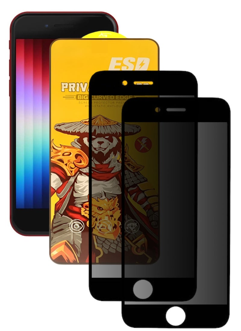 ESD 2 Pieces Tempered Dustproof Privacy Glass Screen Protector Compatible For iPhone SE  - Image 1