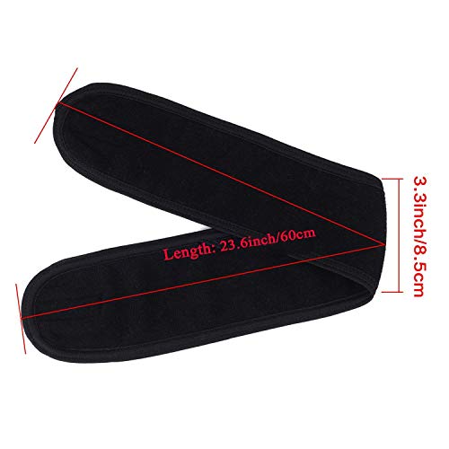 Onwon 2 Pack Facial Spa Headband with Magic Tape - Terry Cloth Head Wrap for Bath, Makeup, Yoga and Sport, Black - Image 3