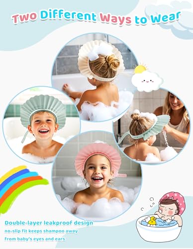 FUSACONY Kids Shower Cap, Baby Hair Washing Shield, Bath Eye Ear Head protector, Bathing Visor for Toddlers, Air Cushioned Shampoo Caps with 22-Size Adjustment for 6Month+ to Adult (White) - Image 2