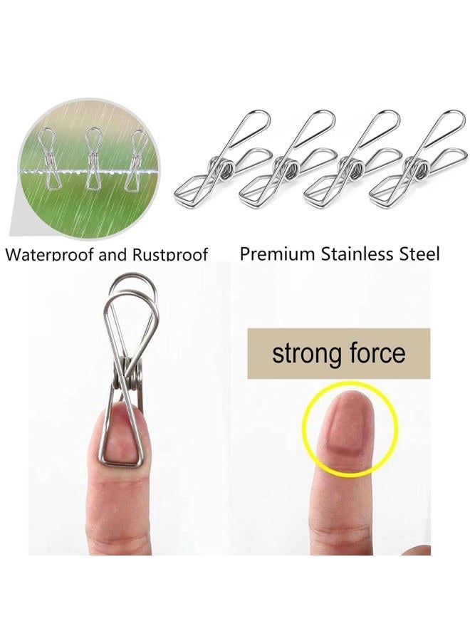 Skroad Clothes Pegs, 60 Pack Rustproof Stainless Steel Clothes Pegs for Clothesline, Strong Grip Clothesline Clips, Clothes Pegs Clips for Snack Bags, Towels, Picture, Paper, Kitchen, Office - Image 4