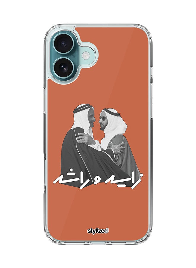 Stylizedd for iPhone 16 Plus Case [Compatible with MagSafe] Slim Magnetic cover Clear Phone Case - Sheikh Zayed And Sheikh Rashid, Orange - Image 1