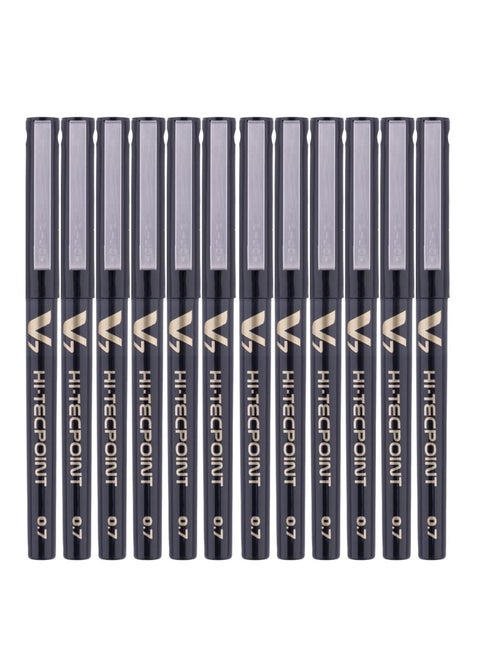 12-Piece Hi-tecpoint V7 Fine Rollerball Pen Black Ink