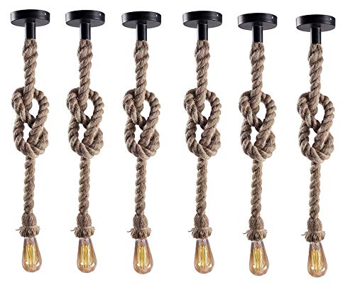 Desidiya Pendant Rope Lights for Ceiling Hanging, Bulb Not Included - Pack of 6 - Image 4
