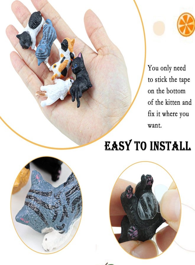UPIQNG 5 Pcs Mini Cat Figurines Computer Monitor Decor Cute Resin Cats Accessories Interior for Computer Monitors, Car Screens, Desks (Mini Cute Cat - 1 to 5 Styles) - Image 3