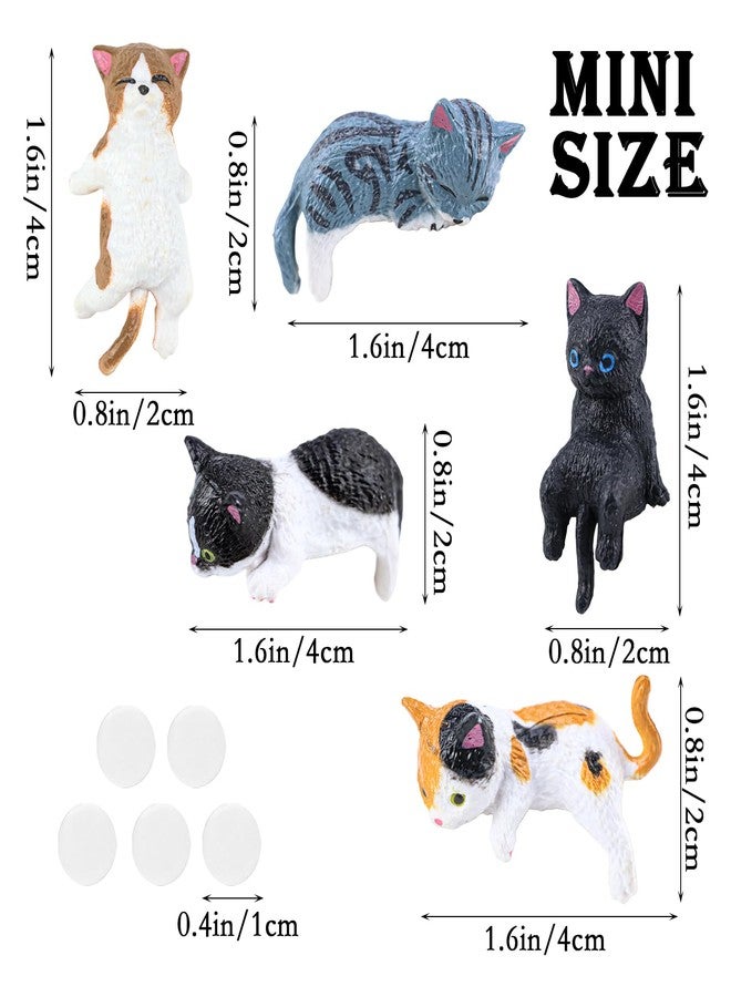 UPIQNG 5 Pcs Mini Cat Figurines Computer Monitor Decor Cute Resin Cats Accessories Interior for Computer Monitors, Car Screens, Desks (Mini Cute Cat - 1 to 5 Styles) - Image 2