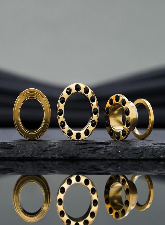 COOEAR Dazzling Gold Ear Gauges, Stainless Steel Tunnel Plugs with Black Crystal, Screw Back Piercing Expander Stretchers 5/8"(16mm). - Image 5