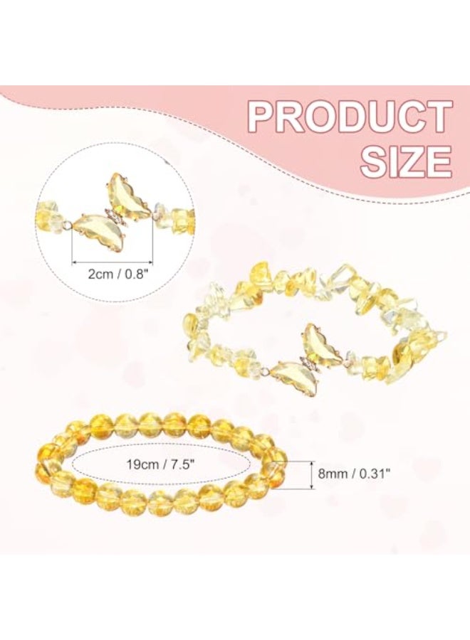 PAWSONIFY 2 PCS Crystal Beaded Bracelets, Natural Gemstone  8mm Crystal Beaded Bow Gemstone Bead Ladies Girls Bracelets Protection Lucky - Image 2