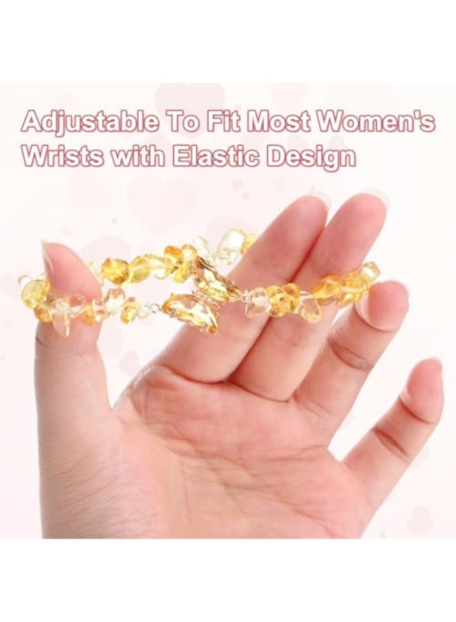 PAWSONIFY 2 PCS Crystal Beaded Bracelets, Natural Gemstone  8mm Crystal Beaded Bow Gemstone Bead Ladies Girls Bracelets Protection Lucky - Image 3