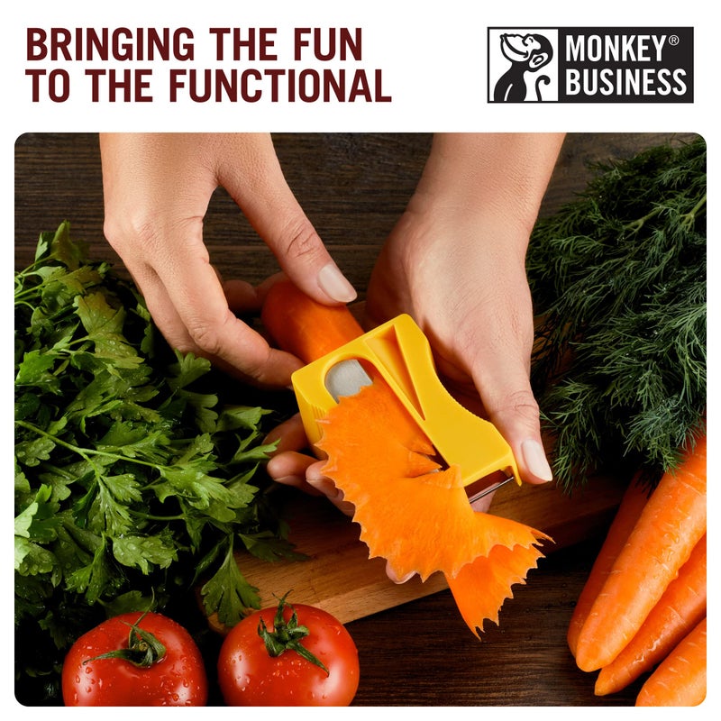 Monkey Business Karoto Carrot Sharpener & Vegetable Peeler â€“ Fun and Unique Kitchen Gadget for Carrots, Cucumbers, and More (Yellow) - Image 3