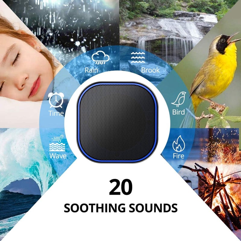 Magicteam White Noise Machine with 20 Non Looping Natural Soothing Sounds Memory Function 32 Levels of Volume Powered by AC or USB and Sleep Sound Timer Therapy for Baby Kids Adults Black - Image 2