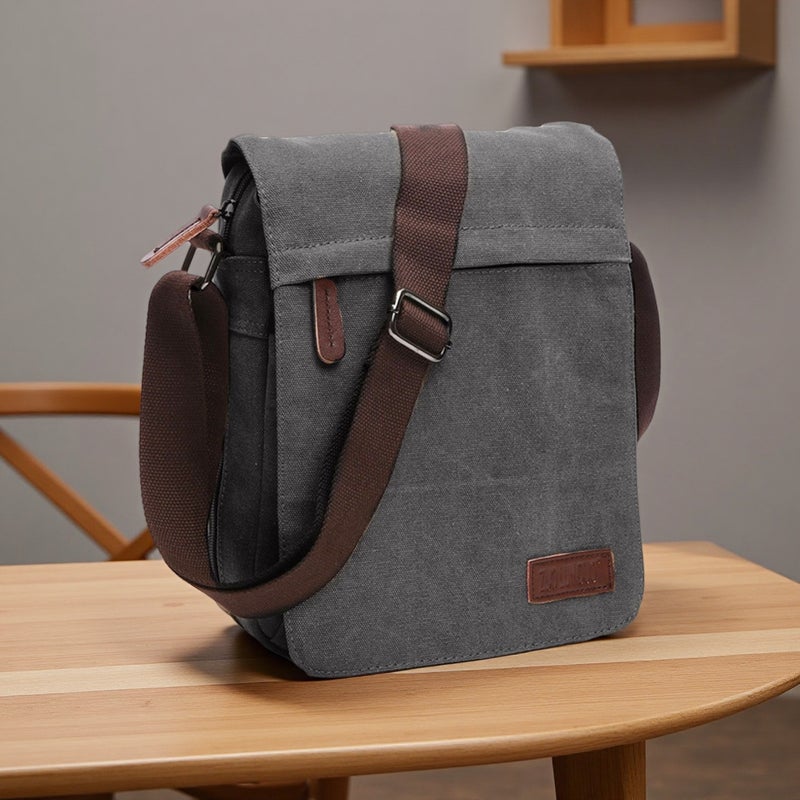 Men's Canvas Crossbody Bag with Laptop Compartment - Image 2